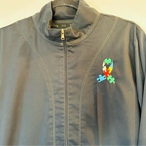 Autism Awareness Women Full Zip Black Puzzle Pc Ribbon‎ Jacket Large Pockets.B49